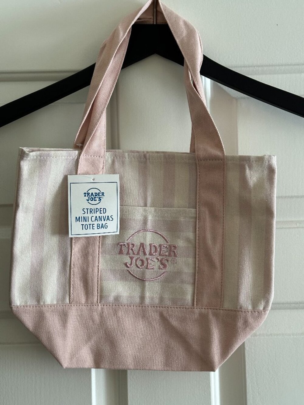 PINK Trader Joe's Pastel/Striped Mini Canvas Tote
